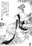 线描仕女图
