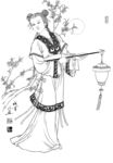 线描仕女图