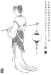 线描仕女图
