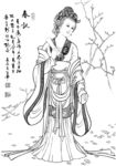 线描仕女图