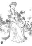 线描仕女图