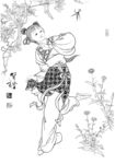 线描仕女图