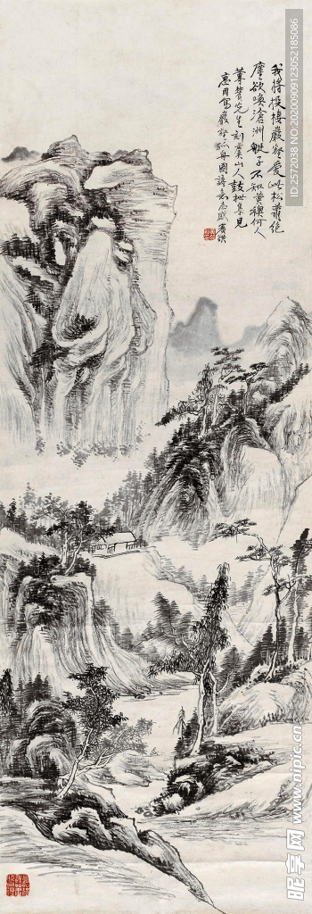 岩壑孤舟图