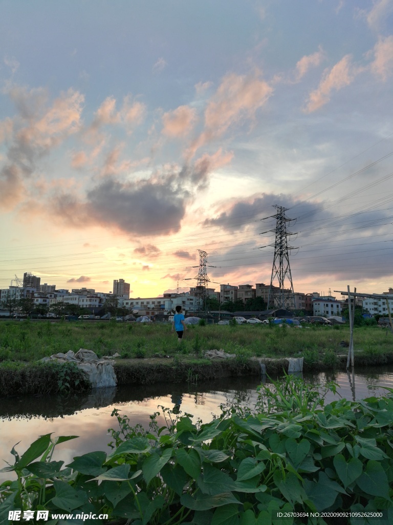 田野晚霞风景