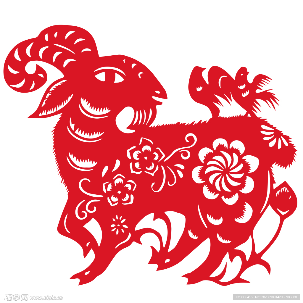 羊年剪影国风装饰背景素材