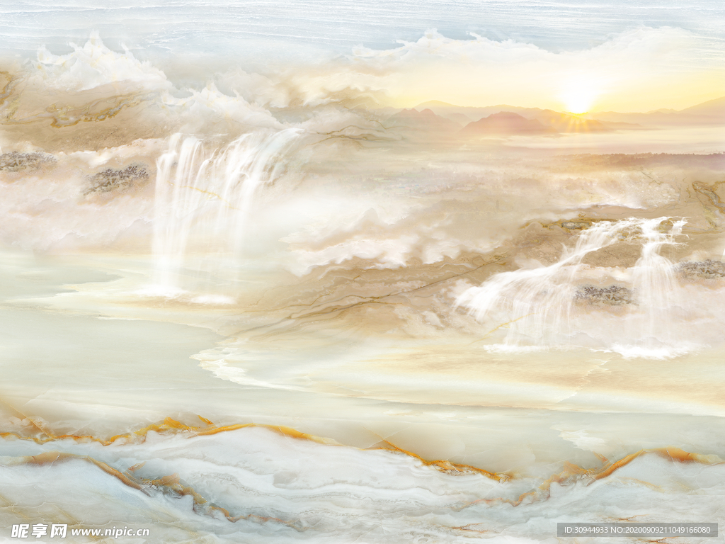 石纹山水背景墙