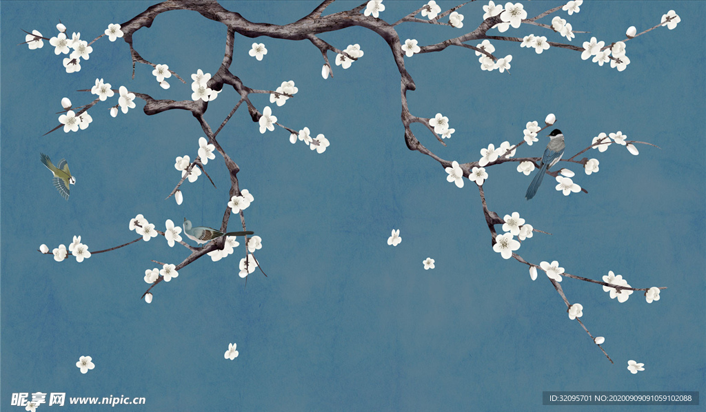 花鸟画 梅花背景墙