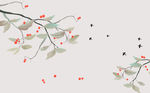 花鸟画 车厘子 背景墙