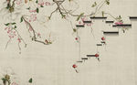 花鸟画 玉兰 背景墙