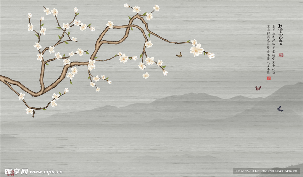 花鸟画 背景墙