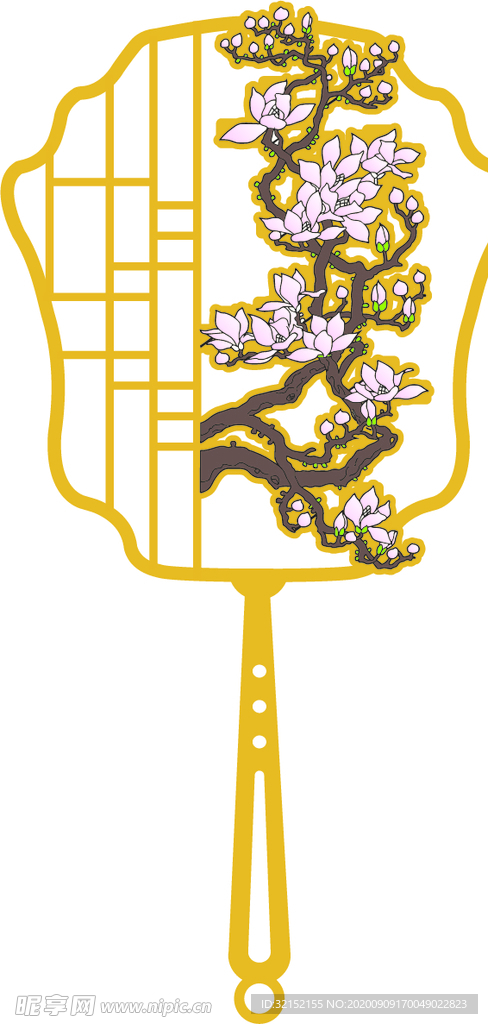 梅花团扇书签