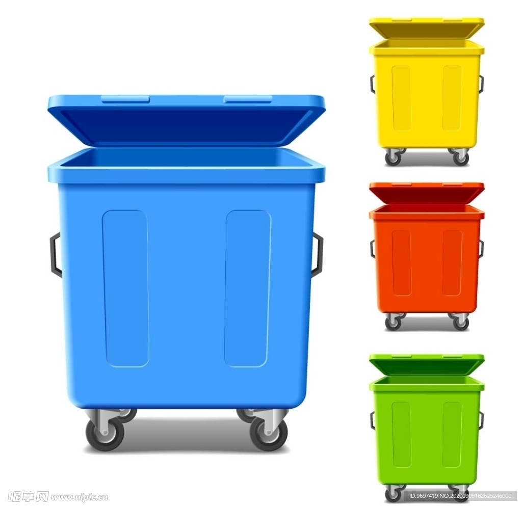 矢量彩色垃圾桶