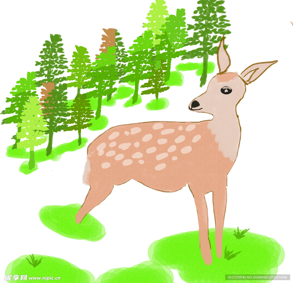 卡通鹿 小鹿插画