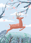 鹿插画