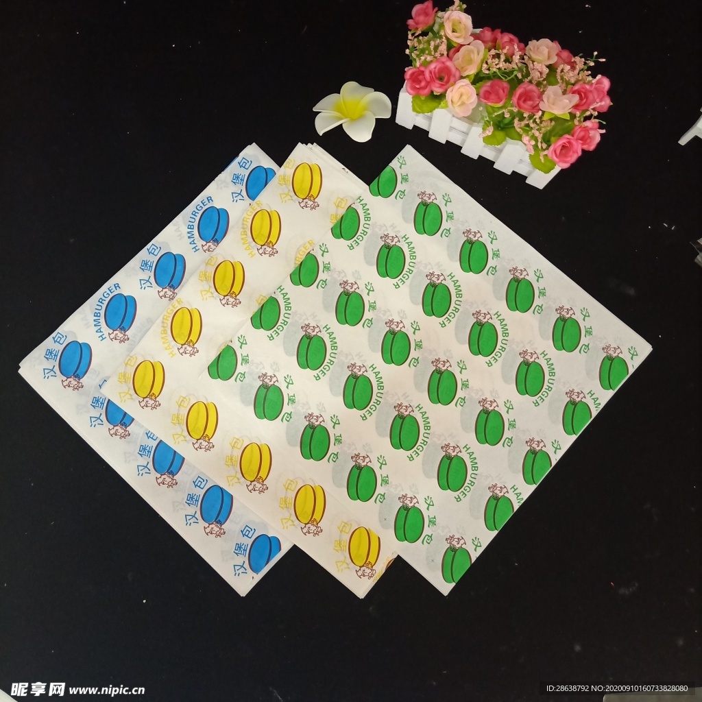 汉堡打包防油纸实拍