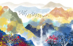 水墨山水 背景墙
