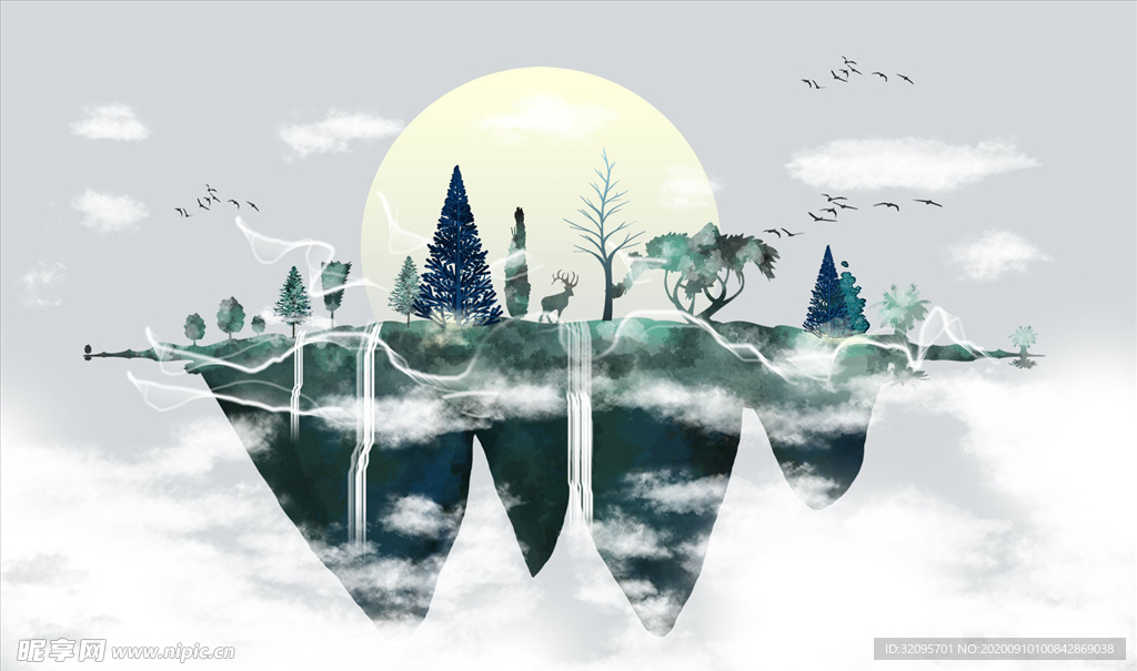 水墨画背景墙