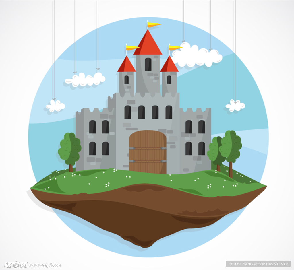 扁平城堡插画设计图