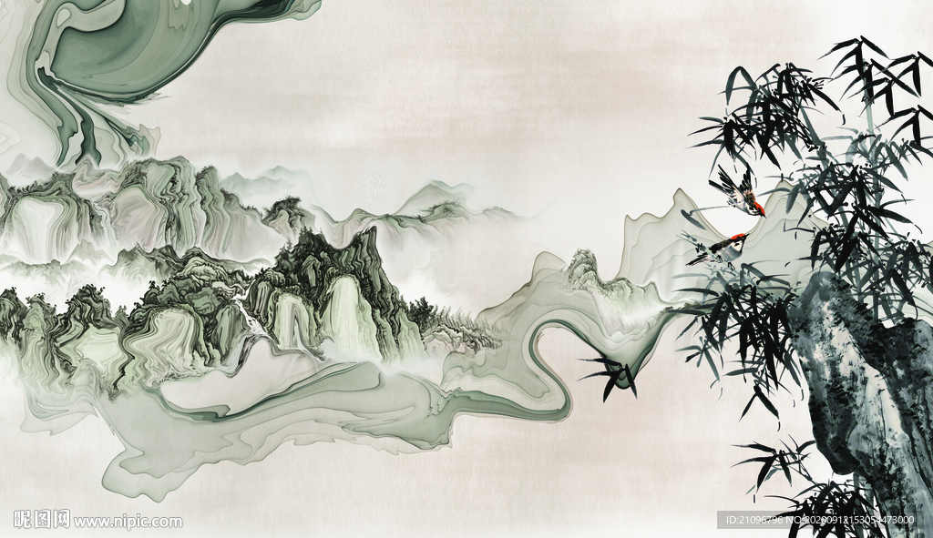 电视背景 水墨竹子