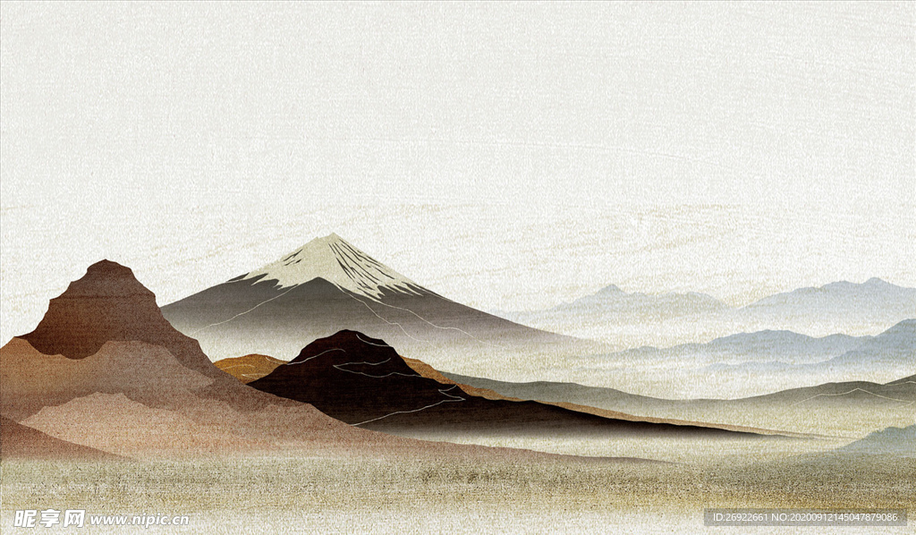 水墨画山水背景墙