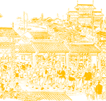 线稿 古代 街道