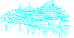 古代楼屋线稿