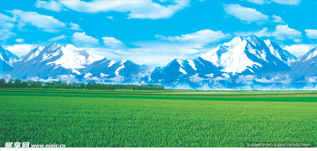 草原雪山