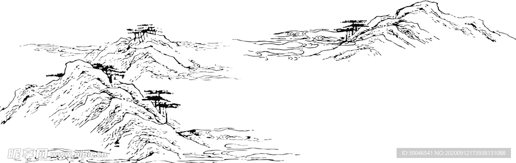 山峰线稿