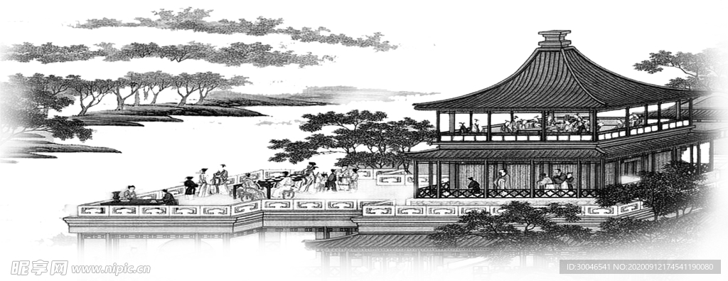 风景线稿