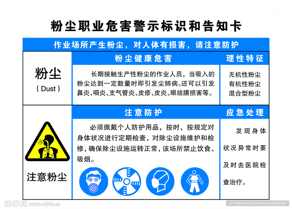 粉尘职业危害牌