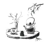 免抠图古风茶水墨元素