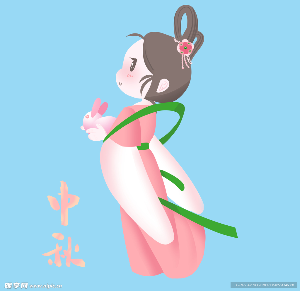 抱着玉兔的嫦娥