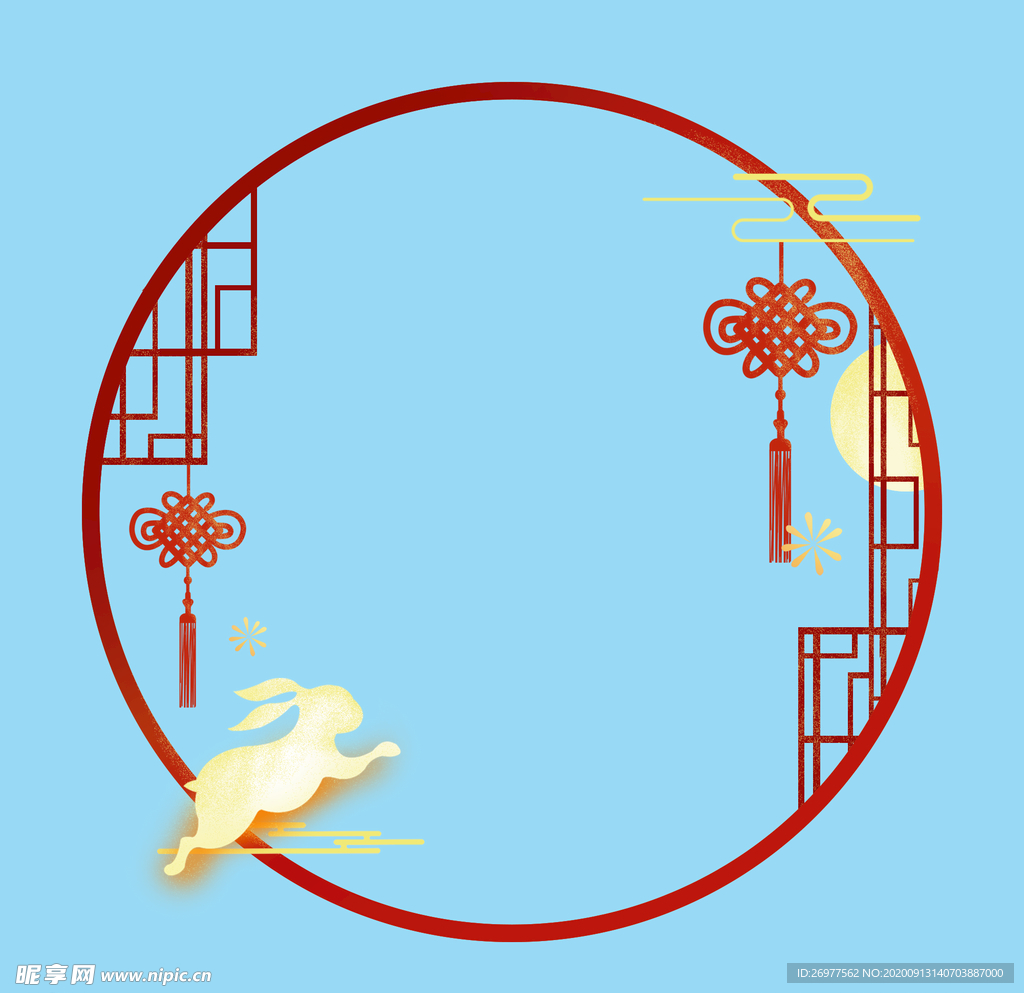 手绘中国节边框免抠素材