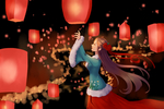 人物少女灯笼国风插画卡通背景