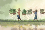 芒种节日人物插画卡通背景
