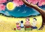 中秋节日卡通插画背景素材