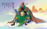 关羽古风人物插画卡通背景素材