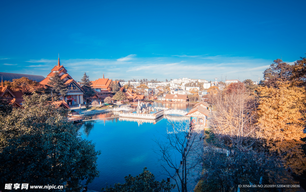 湖泊自然风光旅游旅行背景素材