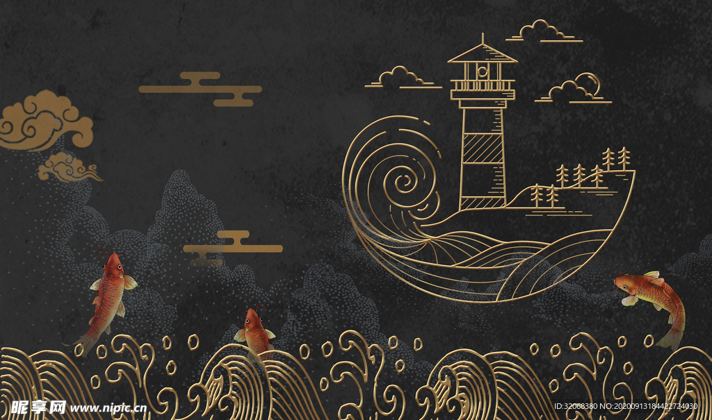 工笔花鸟背景墙装饰画