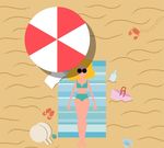 女子晒日光浴