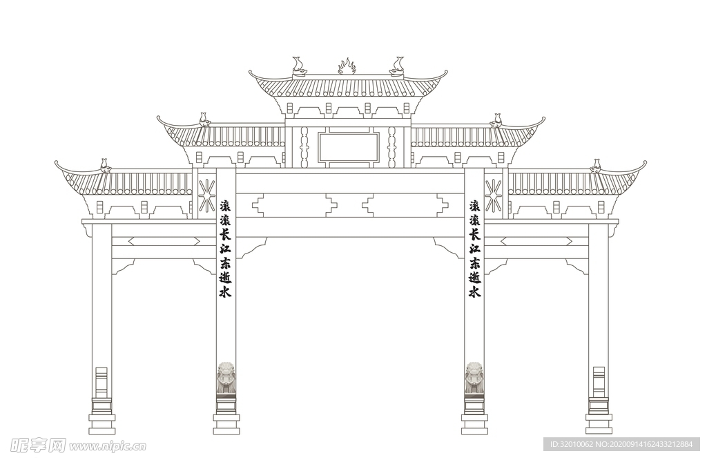 古代建筑线稿