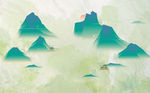 水墨山水 太阳 背景墙