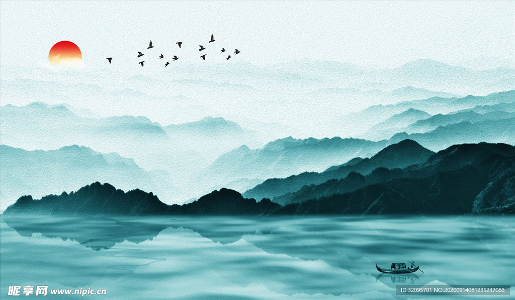 水墨山水背景墙