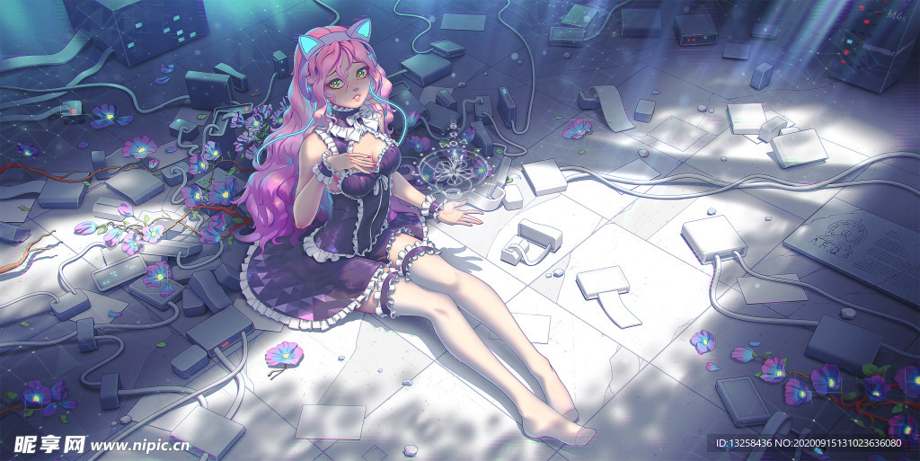 彩色动漫人物插画背景