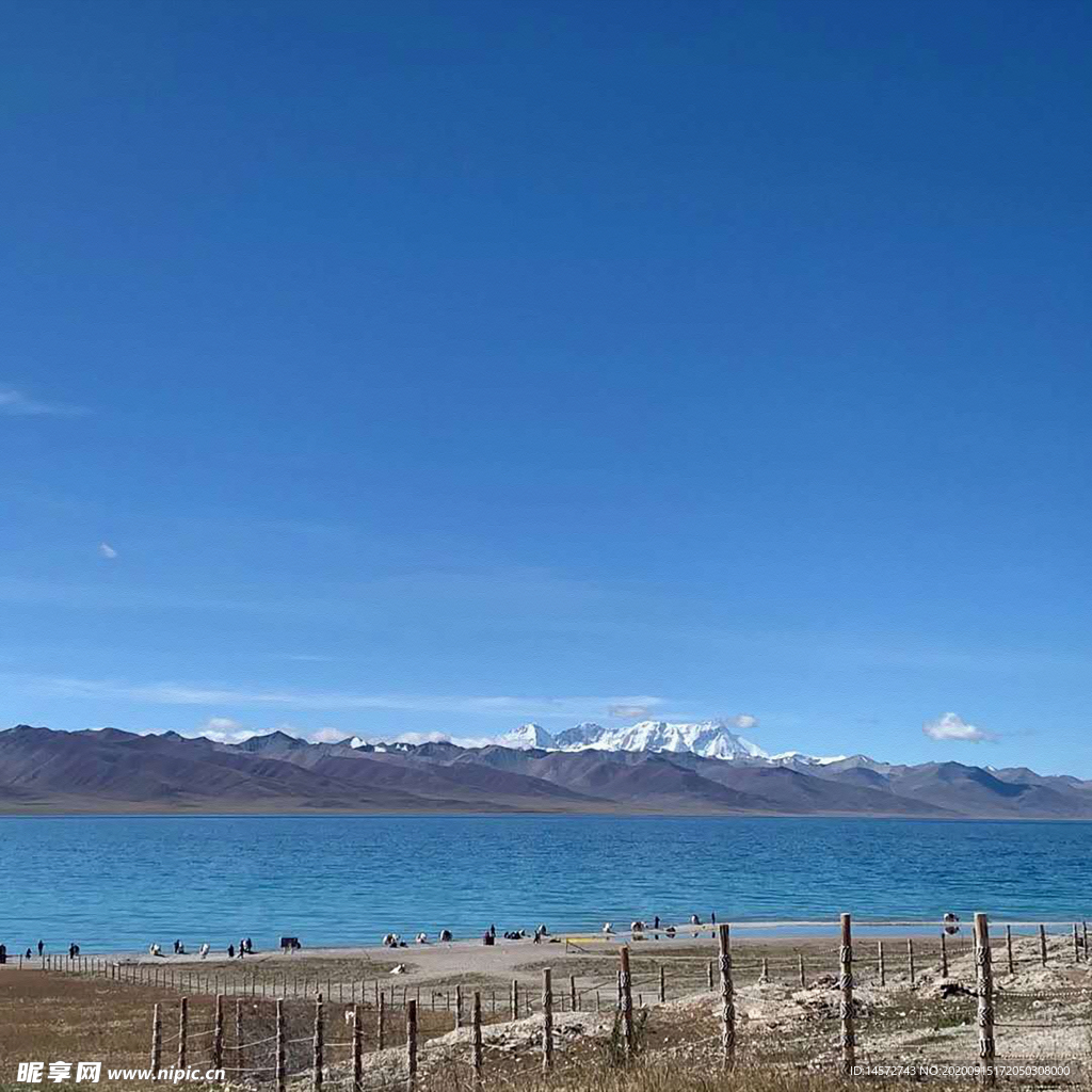 纳木措油画风景