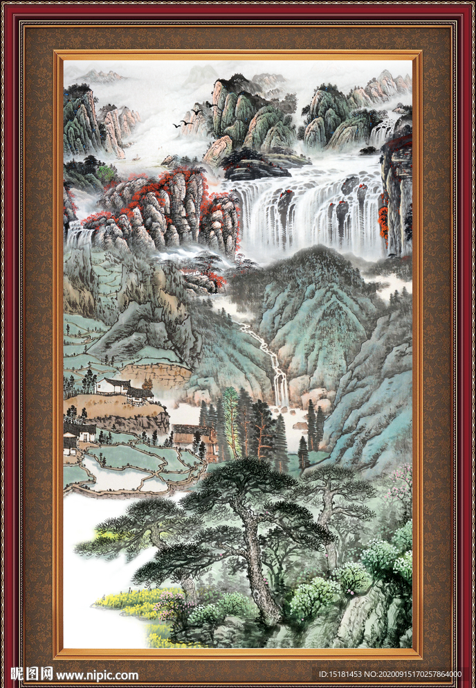 国画瀑布