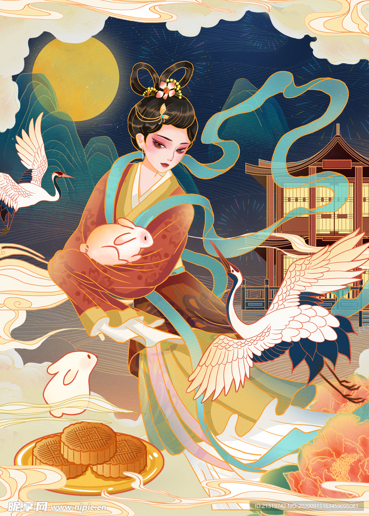 中秋手绘 嫦娥手绘