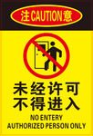 警示牌 未经许可 不得进入
