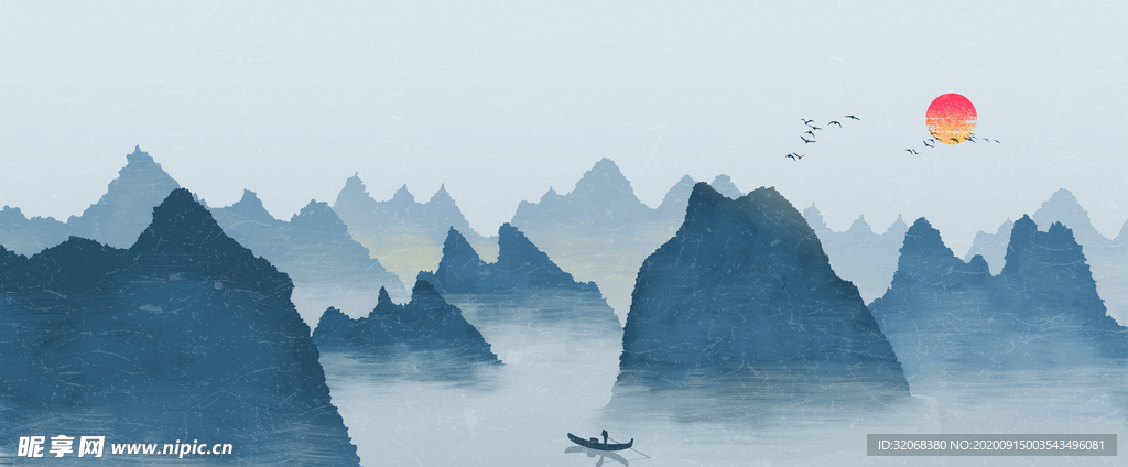 中国风新中式山水画