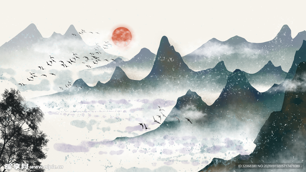 中国风新中式山水画